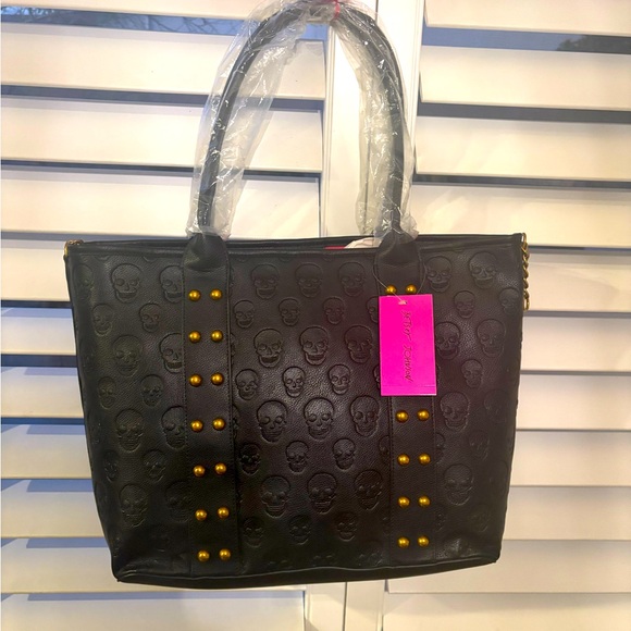Betsey Johnson Skull Tote, Black - Picture 1 of 4